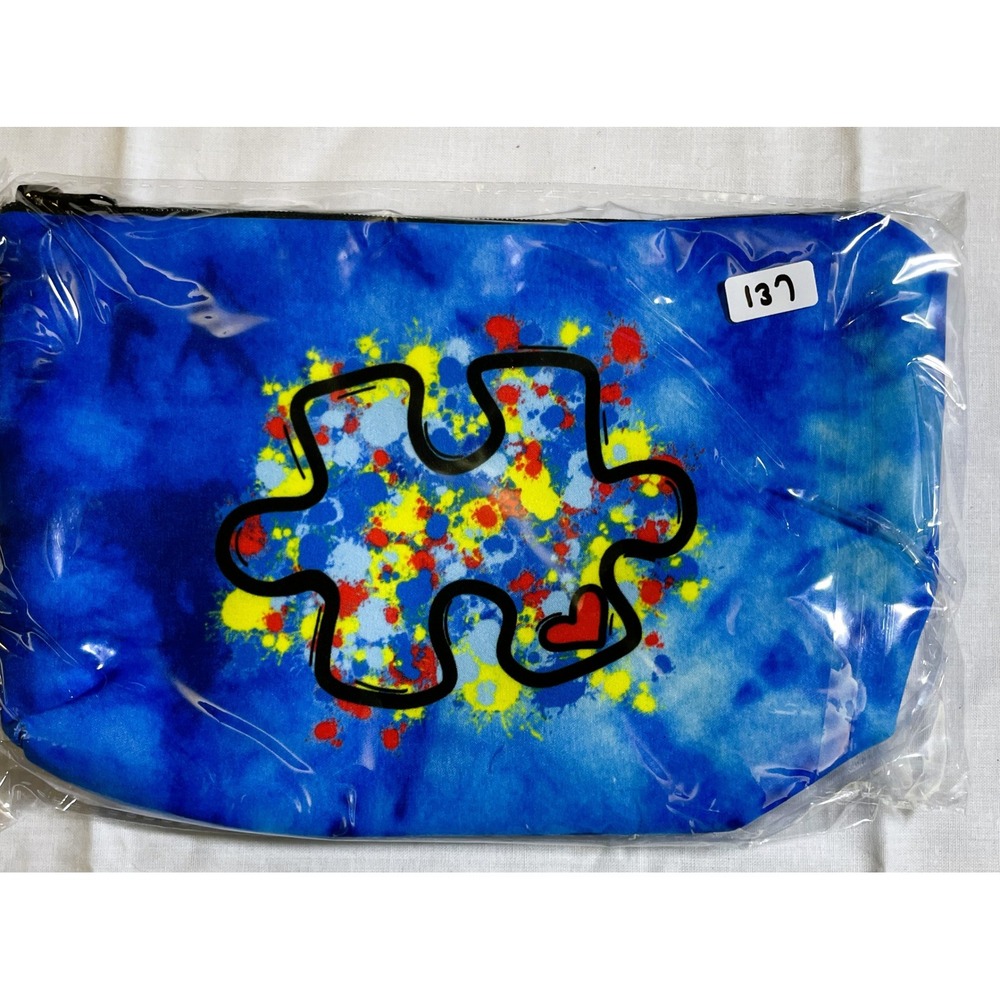 The Pouch Cosmetic Bag‎ Unisex OS Blue New Tie Dye Autism Awareness Puzzle Piece